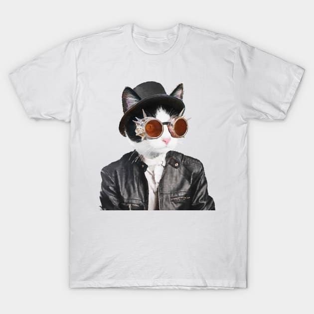 Steampunk Cat T-Shirt by DarkMaskedCats